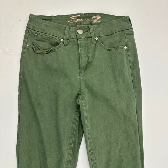 Seven7 Tummyless High Rise Skinny Women's size 4 Green Denim Jeans - Picture 2 of 5
